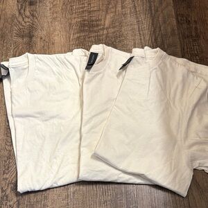 Gildan Softstyle Cream T-Shirt 3-pk pack three set lot Small Medium 100% cotton